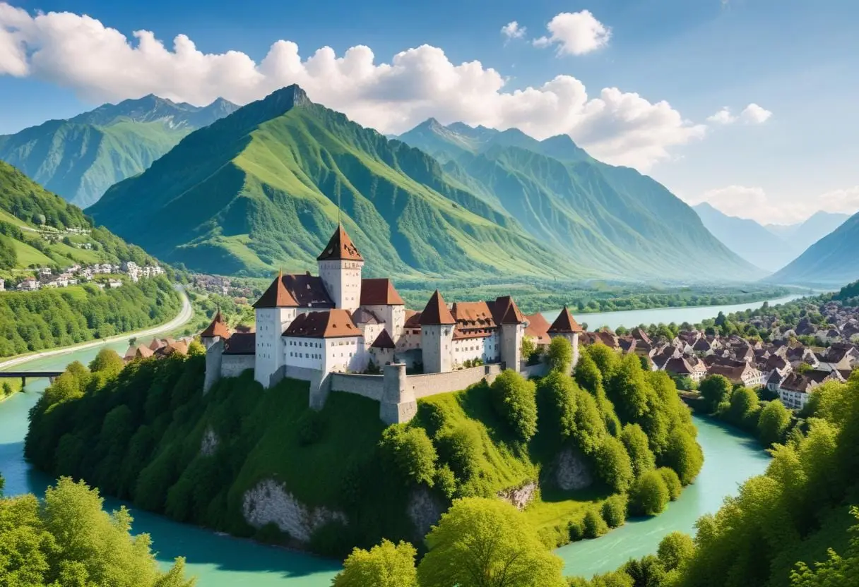 Utflyktsmål i närheten av Liechtenstein för en perfekt dagstur illustration